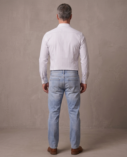 Camisa de rayas sin planchar Lorenzo, otra vista - Raya gris