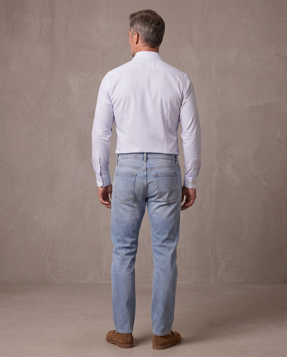 Camisa de rayas sin planchar Lorenzo, otra vista - Raya azul clara