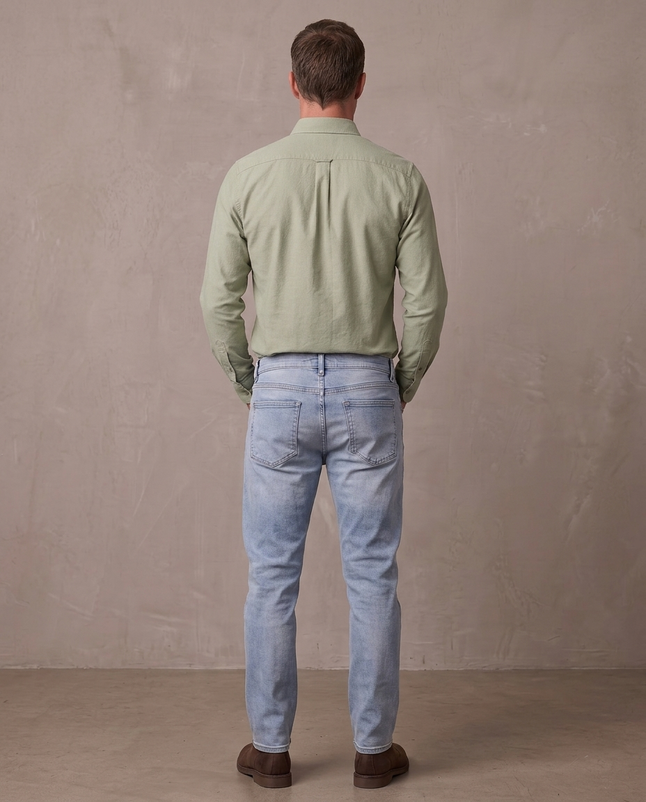 Camisa Oxford de algodón Bruno, otra vista - Verde salvia