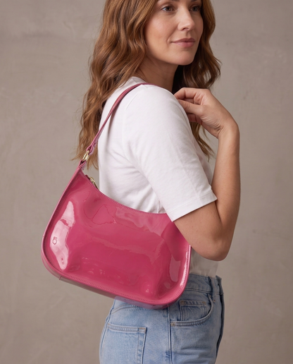 Bolso de hombro de charol Ruby, otra vista - Rosa