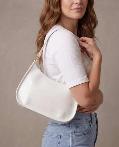 Bolso de hombro de charol Ruby, otra vista - Blanco