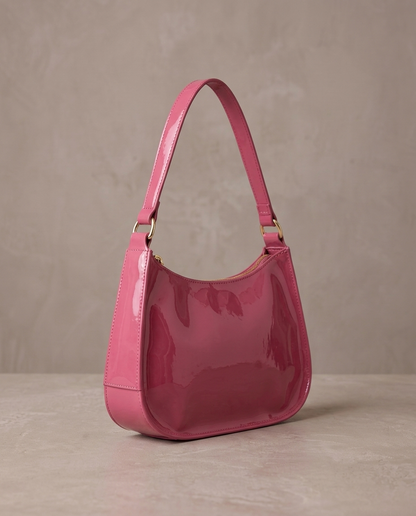 Bolso de hombro de charol Ruby, vista de tres cuartos - Rosa
