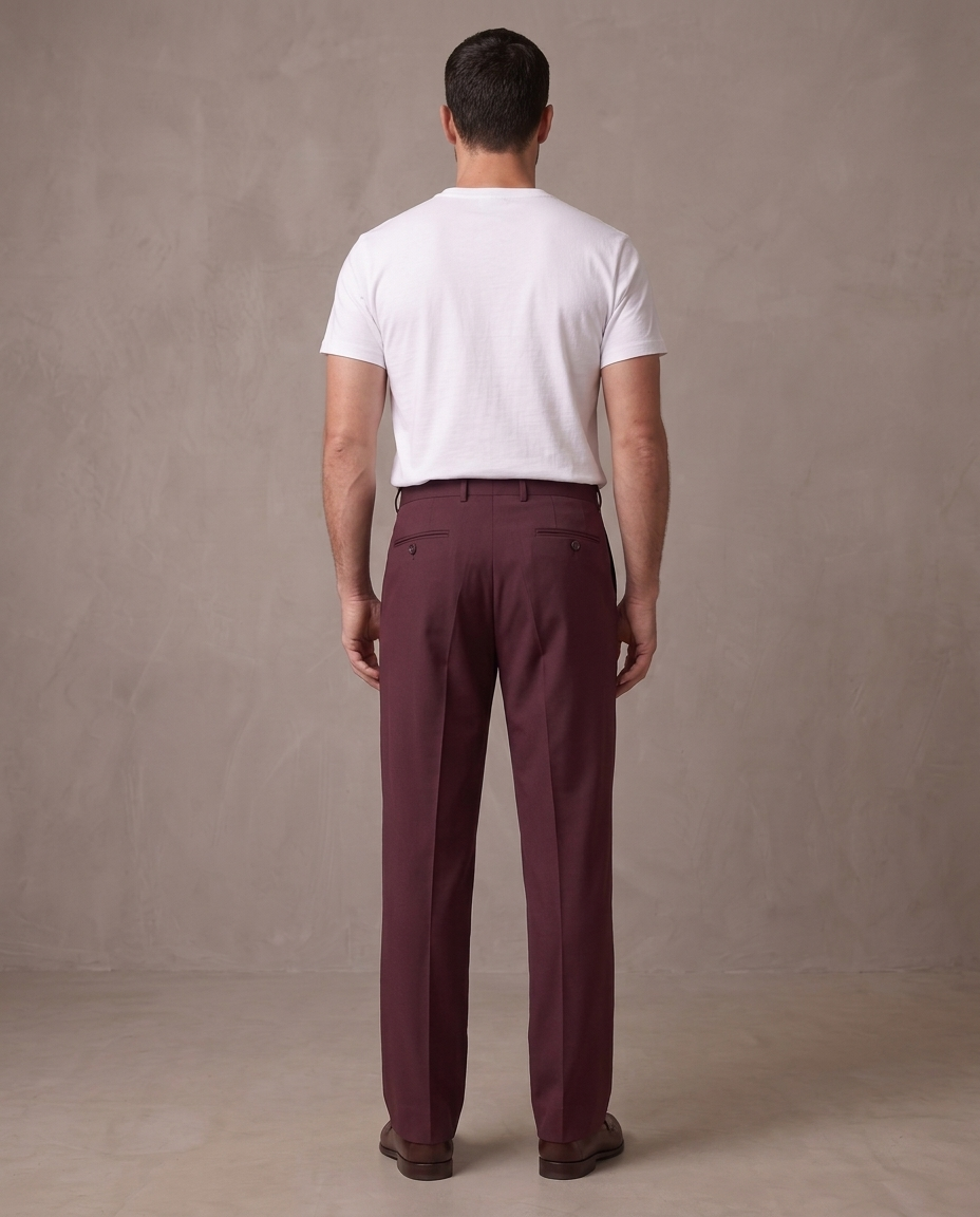 Pantalón de vestir de pinzas Aurelio, otra vista burdeos (antigua)