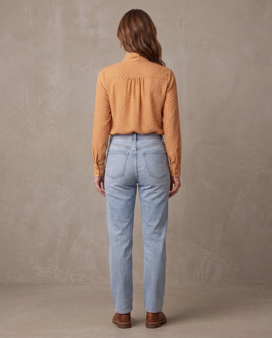 Blusa de lunares con lazo Vera, otra vista - Albaricoque