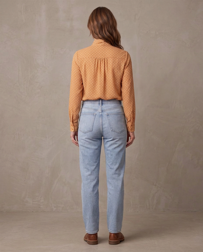 Blusa de lunares con lazo Vera, otra vista - Albaricoque