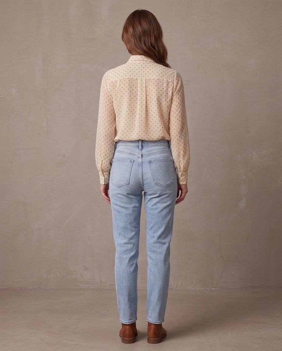 Blusa de lunares con lazada Valeria, otra vista - Crema