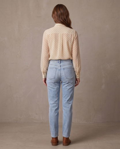 Blusa de lunares con lazada Valeria, otra vista - Crema