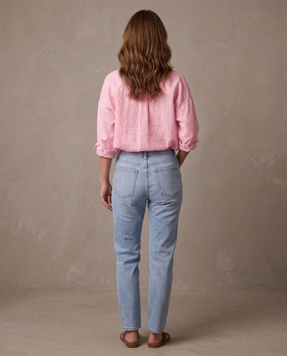 Camisa oversize de algodón Carmen, otra vista - Rosa