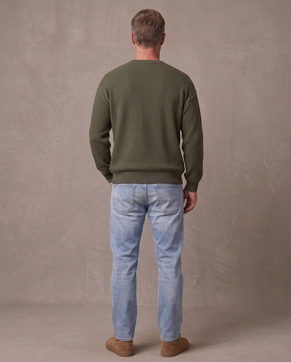 Jersey de gofre efecto capas Iker, otra vista - Verde militar