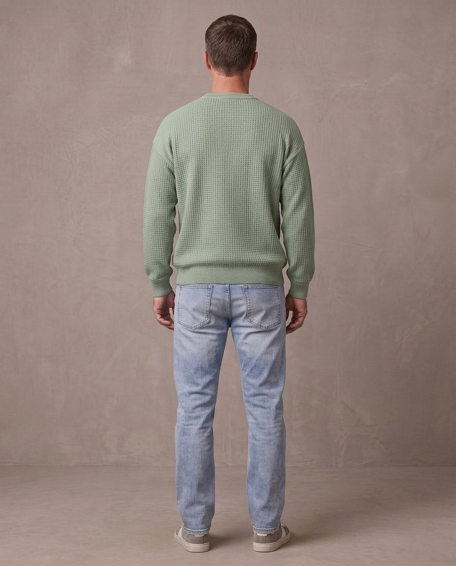 Jersey de gofre efecto capas Iker, otra vista - Verde claro