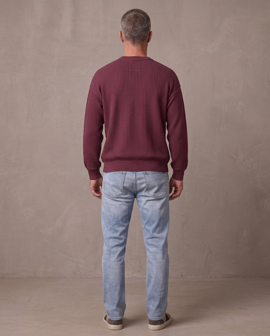 Jersey de gofre efecto capas Iker, otra vista - Granate