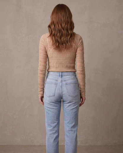 Top de tul fruncido Ariadna, otra vista - Beige