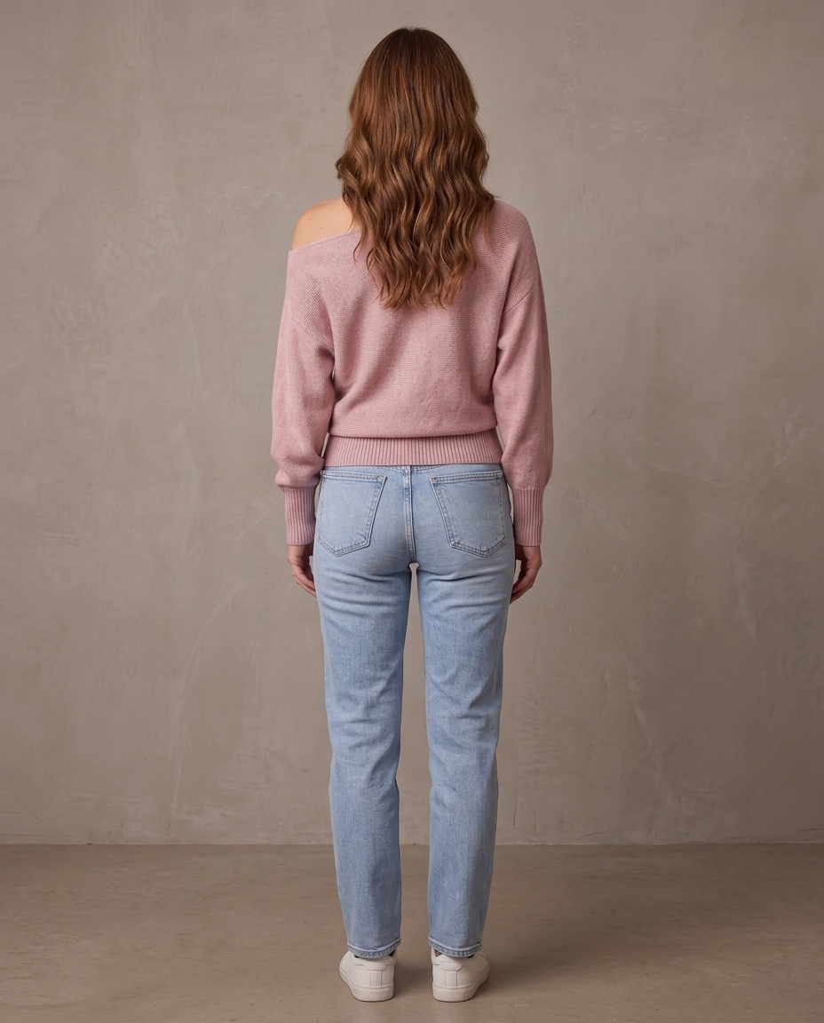 Jersey de hombros caídos Alexia, otra vista - Rosa