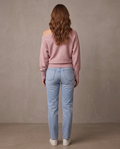 Jersey de hombros caídos Alexia, otra vista - Rosa