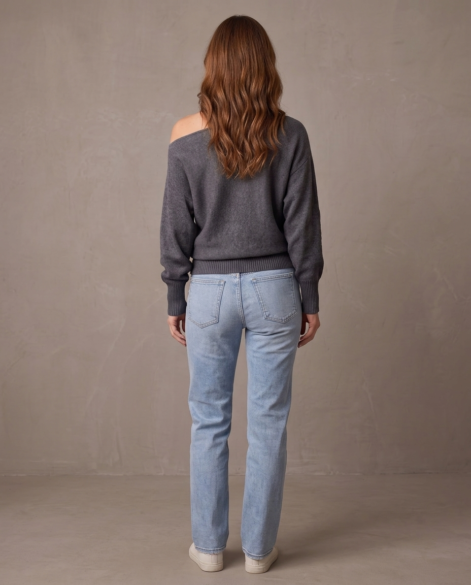 Jersey de hombros caídos Alexia, otra vista - Gris marengo