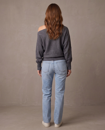 Jersey de hombros caídos Alexia, otra vista - Gris marengo