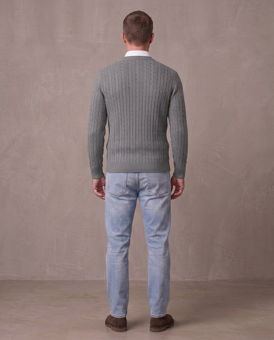 Jersey de punto trenzado Fabio, otra vista - Gris