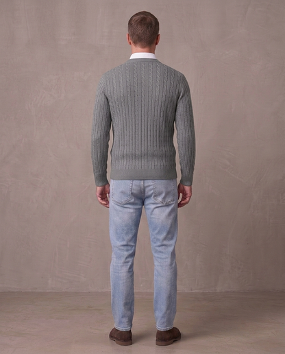 Jersey de punto trenzado Fabio, otra vista - Gris