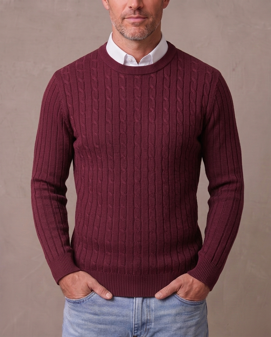 Jersey de punto trenzado Fabio - Burdeos