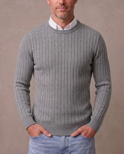 Jersey de punto trenzado Fabio - Gris