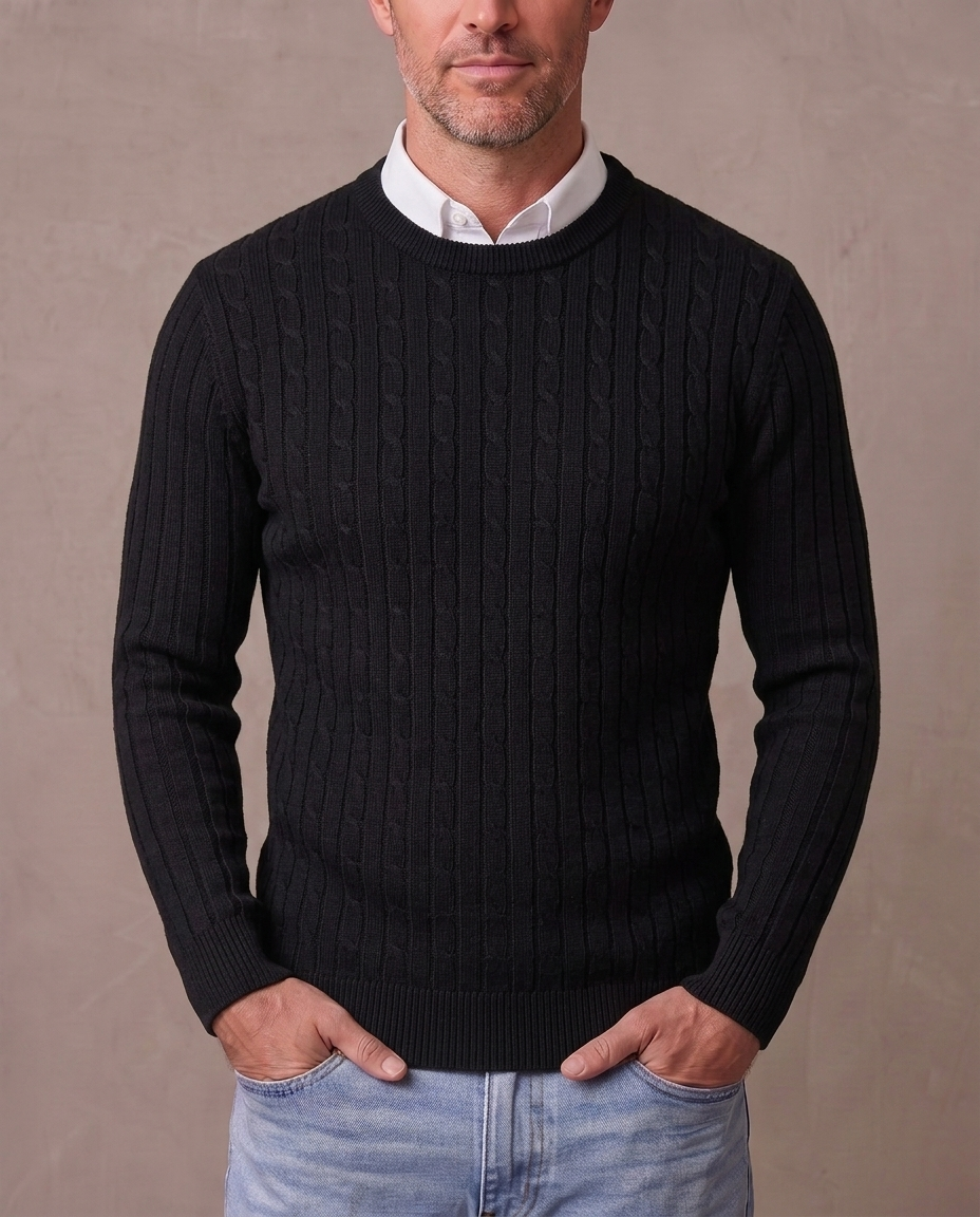 Jersey de punto trenzado Fabio - Negro
