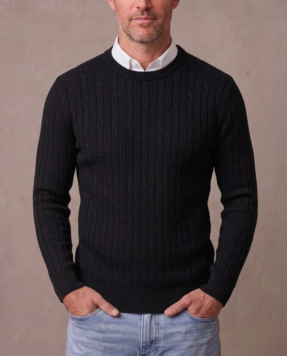 Jersey de punto trenzado Fabio - Negro