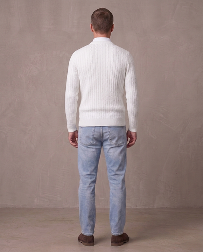 Jersey de punto trenzado Fabio, otra vista - Blanco