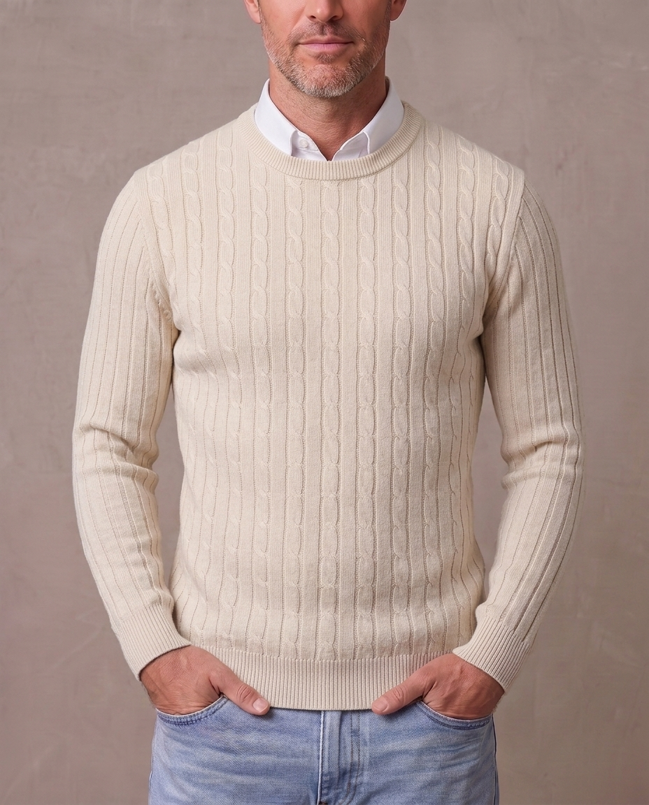 Jersey de punto trenzado Fabio - Crudo