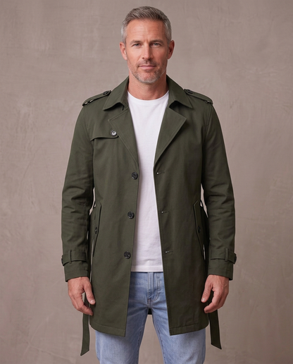 Gabardina corta estilo inglés Víctor - Verde militar