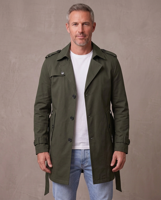 Gabardina corta estilo inglés Víctor - Verde militar