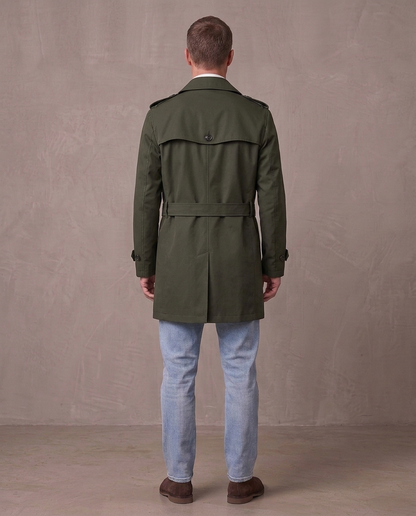 Gabardina corta estilo inglés Víctor, otra vista - Verde militar