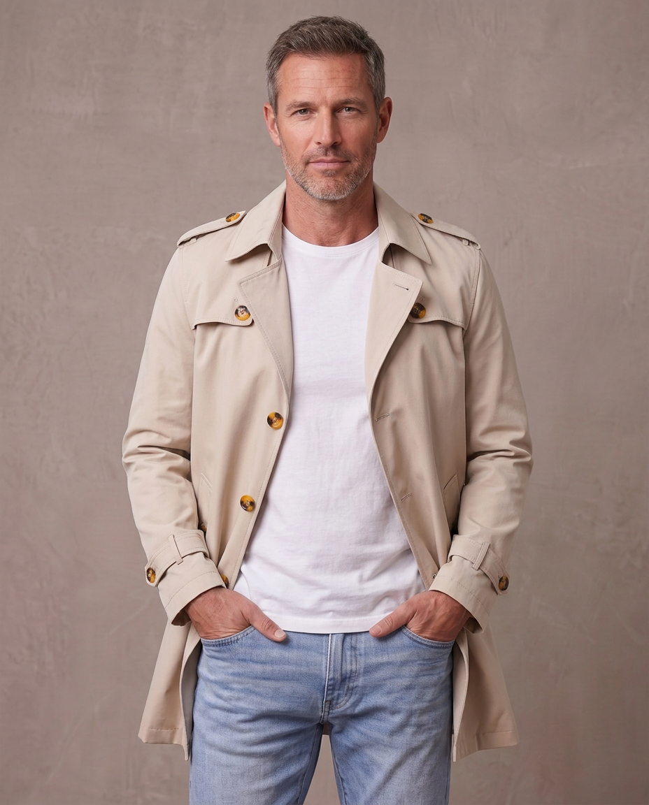 Gabardina corta estilo inglés Víctor - Beige