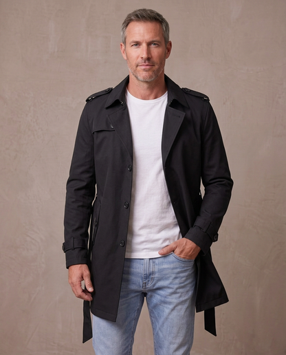 Gabardina corta estilo inglés Víctor - Negro