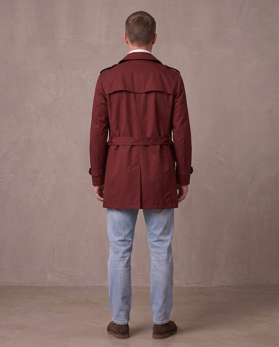 Gabardina corta estilo inglés Víctor burdeos otra vista (antigua)