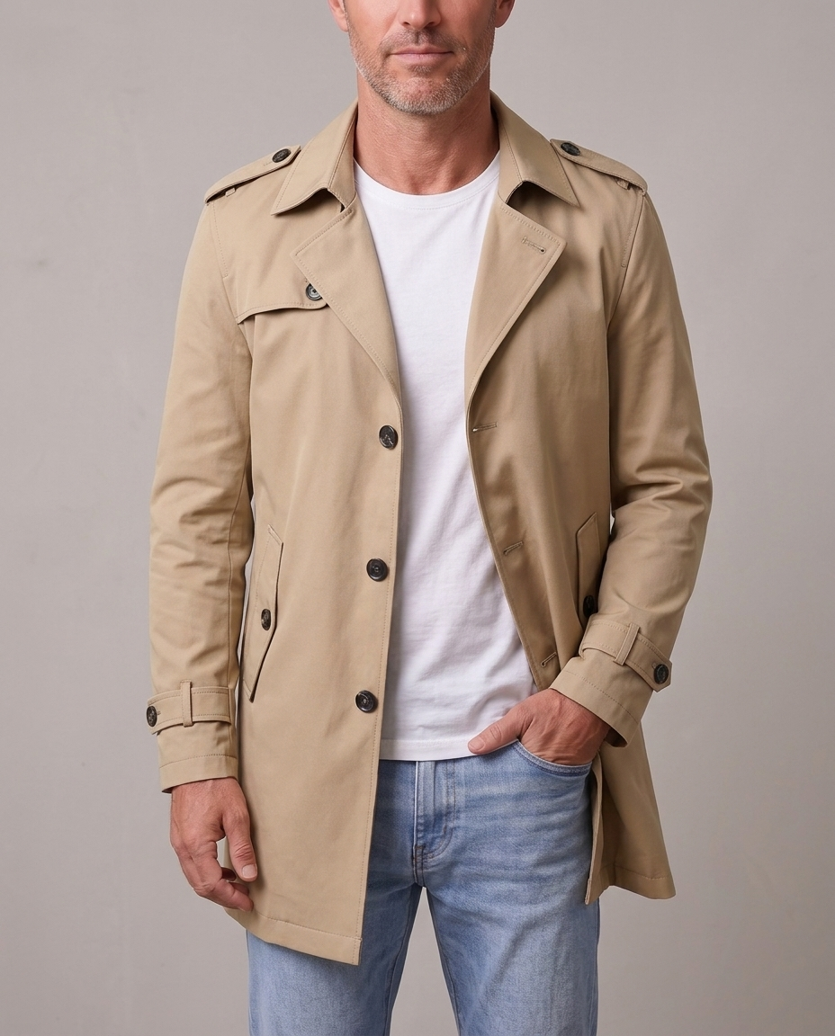 Gabardina corta estilo inglés Víctor - Caqui