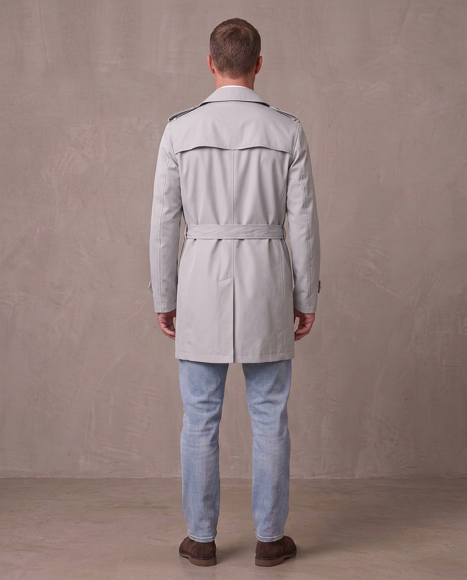 Gabardina corta estilo inglés Víctor, otra vista - Gris claro