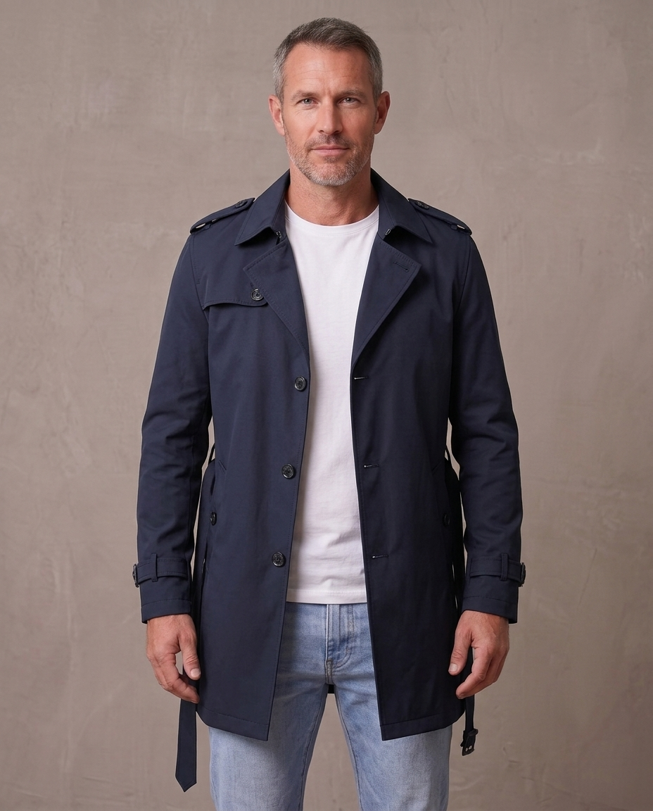 Gabardina corta estilo inglés Víctor - Azul marino