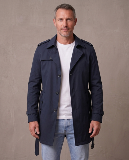 Gabardina corta estilo inglés Víctor - Azul marino