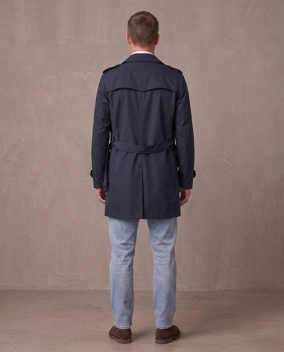 Gabardina corta estilo inglés Víctor, otra vista - Azul marino