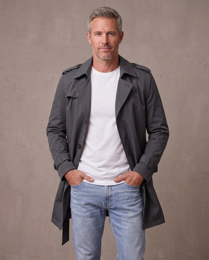 Gabardina corta estilo inglés Víctor - Gris oscuro