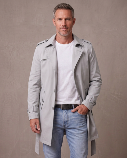 Gabardina corta estilo inglés Víctor - Gris claro
