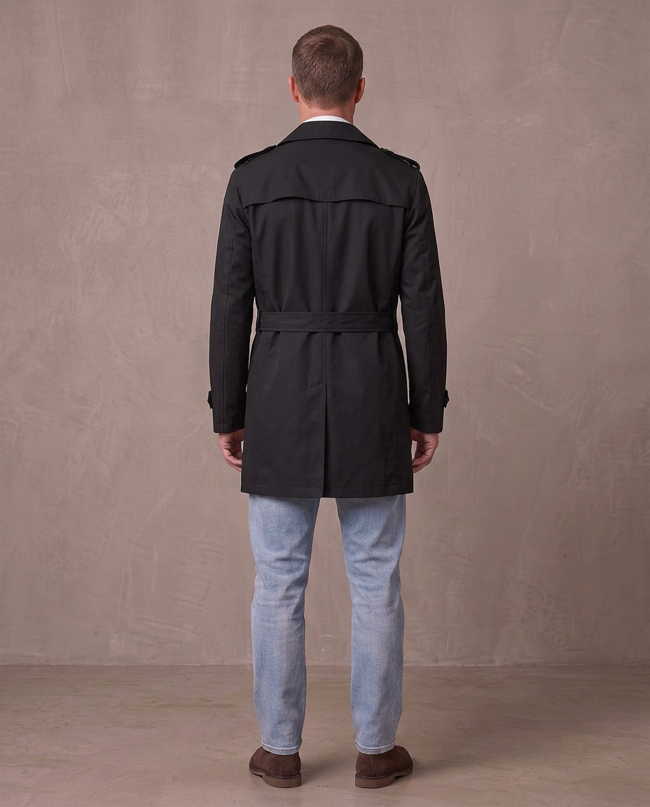 Gabardina corta estilo inglés Víctor, otra vista - Negro
