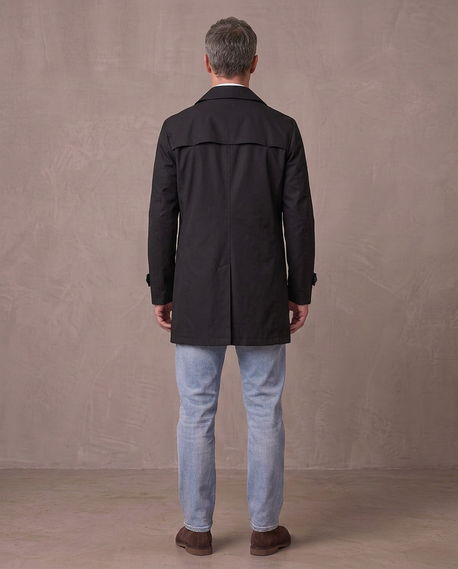Gabardina de solapa con botones Álvaro, otra vista - Negro