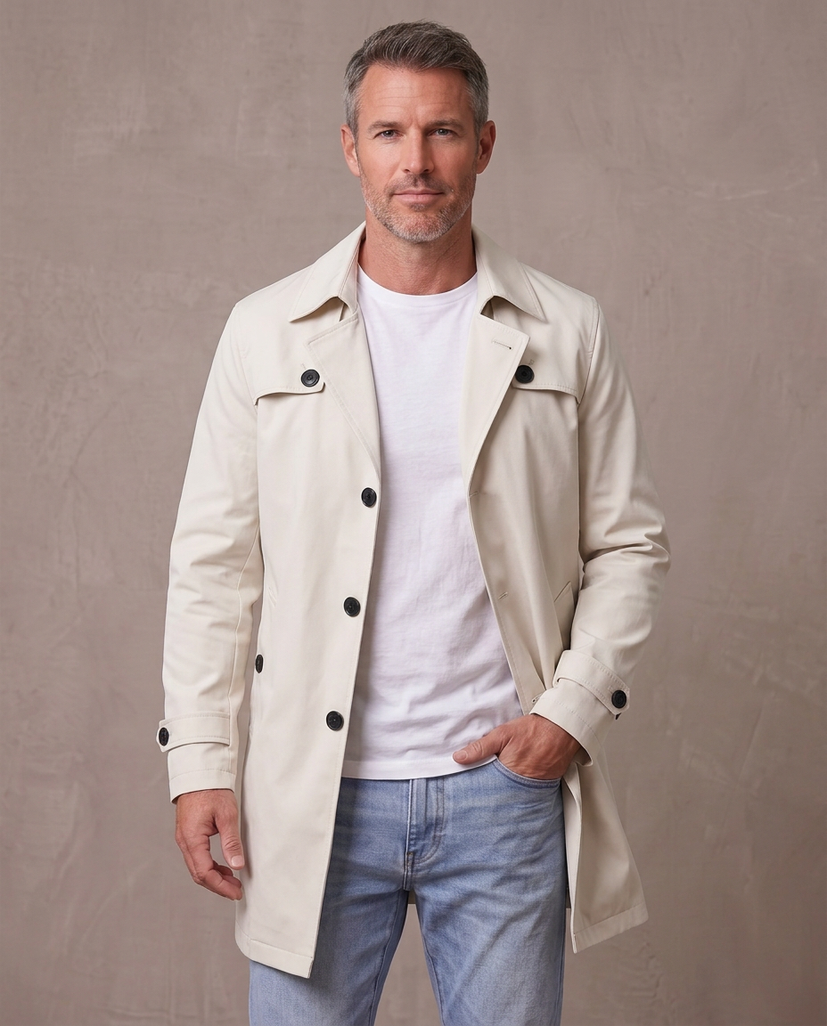 Gabardina de solapa con botones Álvaro - Beige