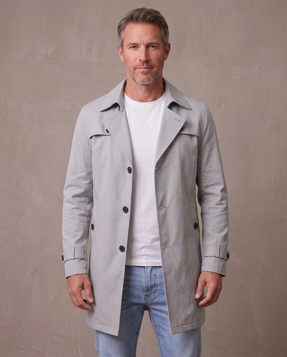 Gabardina de solapa con botones Álvaro - Gris claro