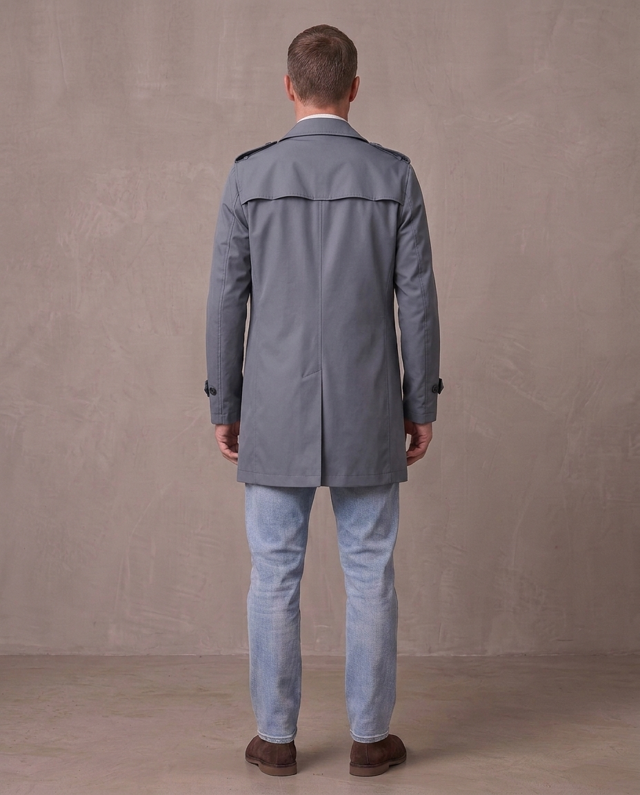 Gabardina de solapa con botones Álvaro, otra vista - Azul grisáceo