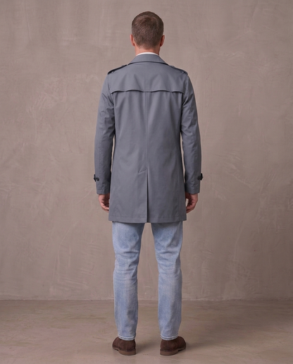 Gabardina de solapa con botones Álvaro, otra vista - Azul grisáceo