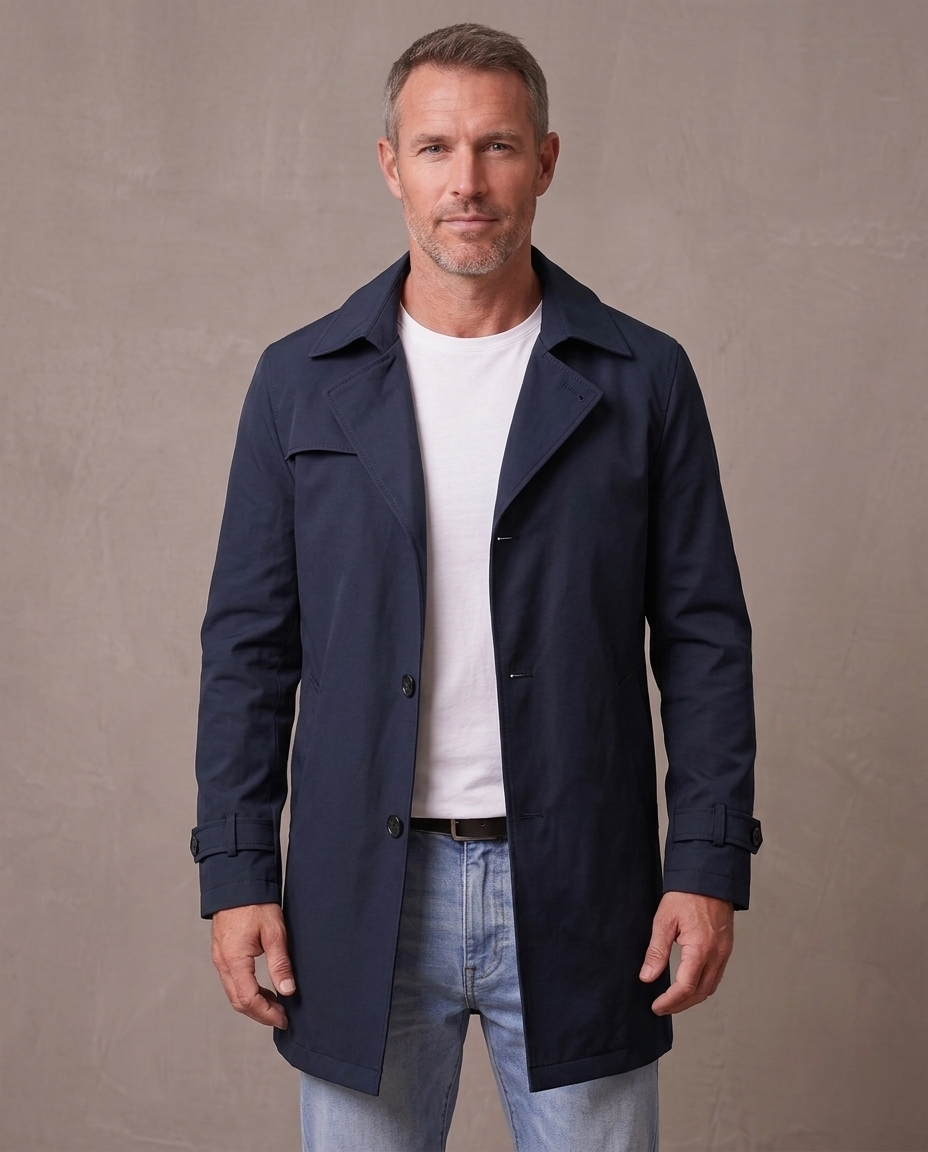 Gabardina de solapa con botones Álvaro - Azul marino