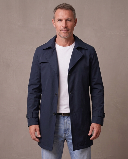 Gabardina de solapa con botones Álvaro - Azul marino