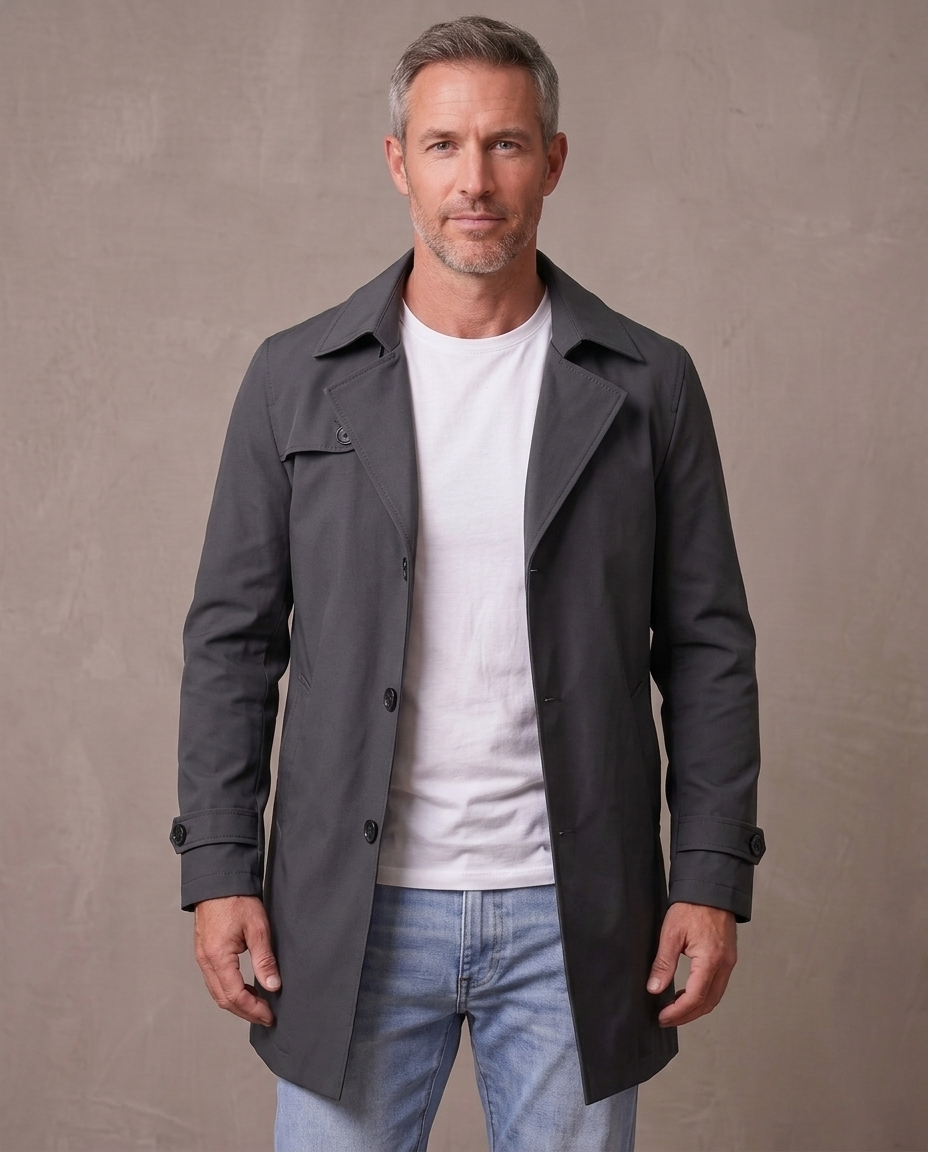 Gabardina de solapa con botones Álvaro - Gris oscuro